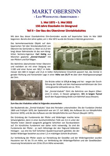 150 Jahre Eisenbahn im Sinngrund Teil II Sinntal-Viadukt 21